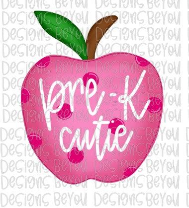 Pre-K Cutie Pink Apple Digital Design