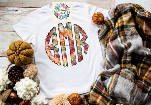 Tie Dye Fall Monogram Youth