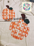 Gingham Pumpkin Monogram - Youth