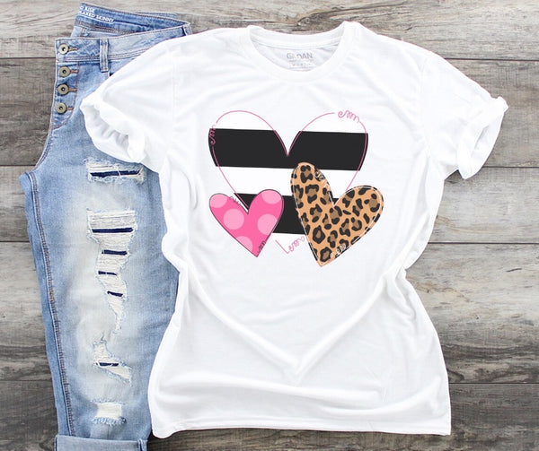 Leopard, Stripe, Polka Dot Hearts