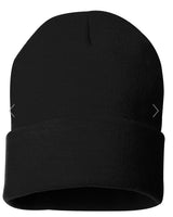 Faux Leather Patch Beanie