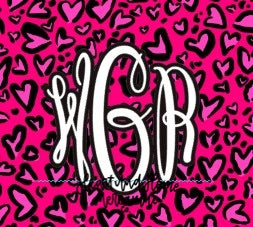 Heart Leopard Monogram Name Tumbler