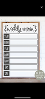 Weekly Menu Dry Erase Board