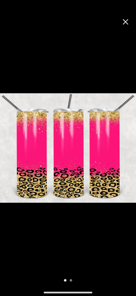 Hot Pink and Leopard Tumbler