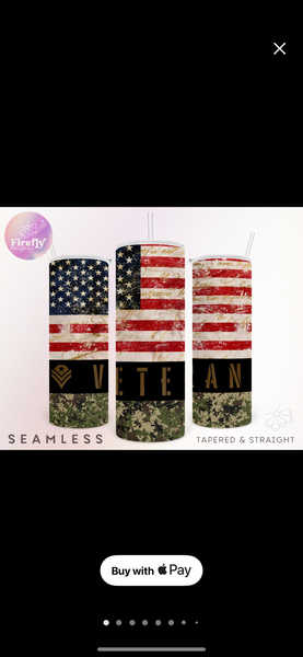 Veteran Camo and Flag Tumbler