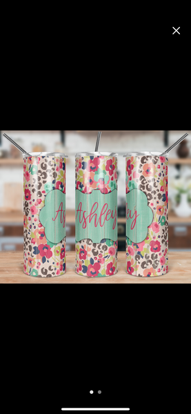 Floral & Leopard Tumbler