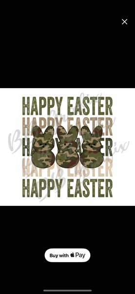 Happy Easter With Camo Bunny- Youth