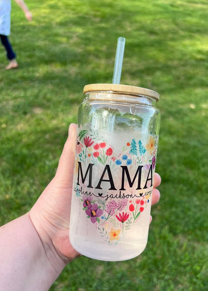 Floral Heart Glass Cup