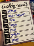 Weekly Menu Dry Erase Board