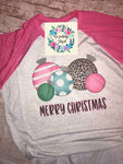 Merry Christmas Pink & Aqua Ornaments