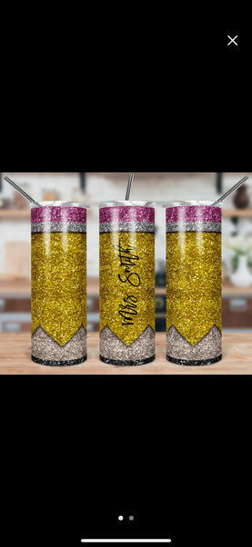 Glitter Pencil Tumbler