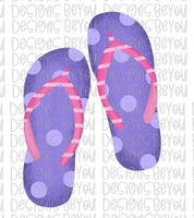 Purple Polka Dot Flip Flops Digital Design