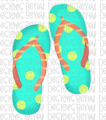 Seafoam Polka Dot Flip Flops Digital Design